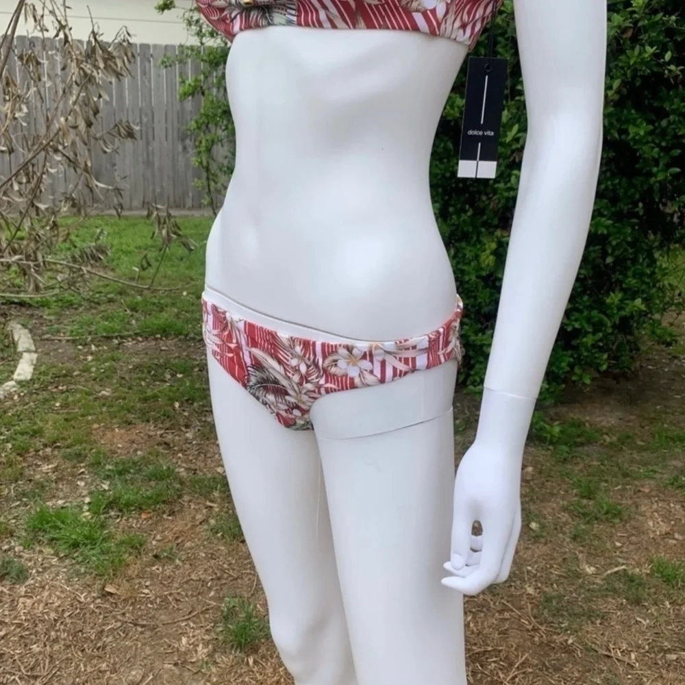 NWT Anthro Bikini Bottom Dolce Vita Tropical Print Cheeky Ruched Swim Bottom